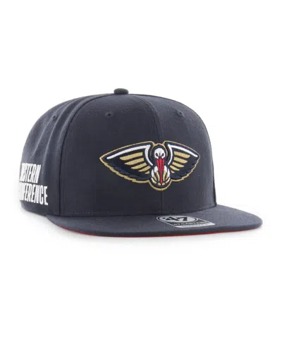 47 Brand Men's ' Navy New Orleans Pelicans Sure Shot Captain Snapback Hat