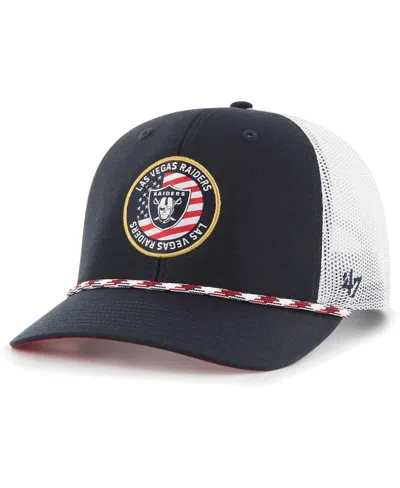 47 Brand Men's ' Navy, White Las Vegas Raiders Union Patch Trucker Adjustable Hat In Navy,white