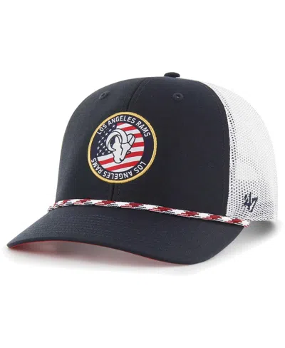 47 Brand Men's ' Navy, White Los Angeles Rams Union Patch Trucker Adjustable Hat In Navy,white