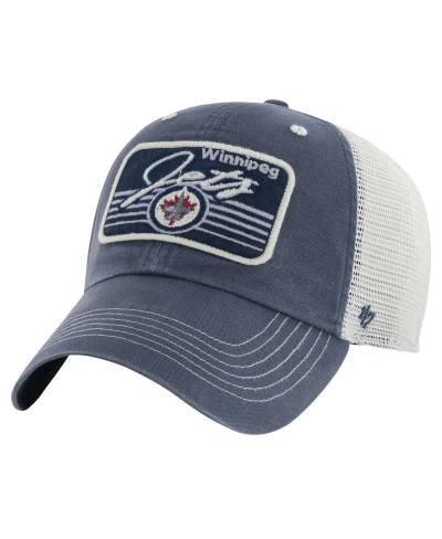 47 Brand Men's ' Navy Winnipeg Jets Five Point Patch Clean Up Adjustable Hat