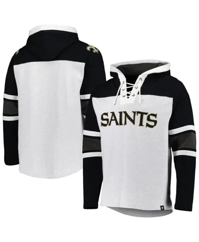 47 Brand Men's ' New Orleans Saints Heather Gray Gridiron Lace-up Pullover Hoodie