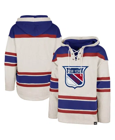47 Brand Men's ' Oatmeal New York Rangers Rockaway Lace-up Pullover Hoodie