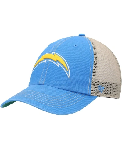 47 Brand Men's ' Powder Blue, Natural Los Angeles Chargers Trawler Trucker Clean Up Snapback Hat In Powder Blue,natural