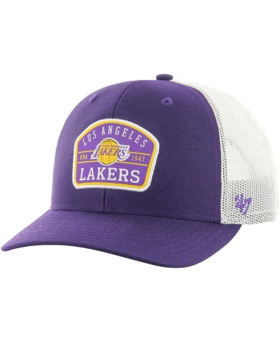 47 Brand Men's ' Purple Los Angeles Lakers Semi Patch Trucker Adjustable Hat