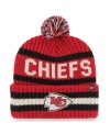 47 Brand Men's ' Red Kansas City Chiefs Bering Cuffed Knit Hat With Pom In Red
