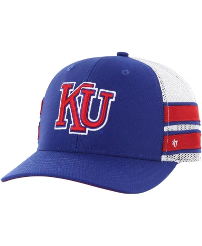 47 Brand Men's ' Royal Distressed Kansas Jayhawks Straight Eight Adjustable Trucker Hat