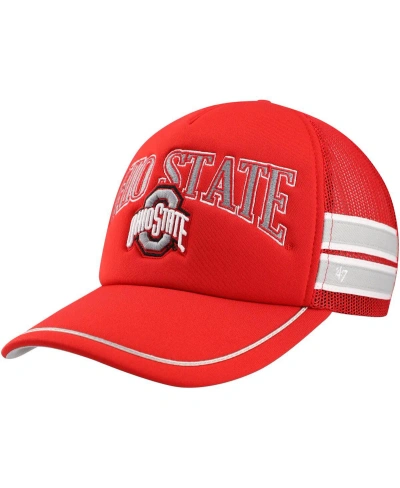 47 Brand Men's ' Scarlet Ohio State Buckeyes Sideband Trucker Adjustable Hat
