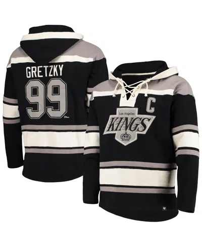 47 Brand Men's ' Wayne Gretzky Black Los Angeles Kings Retired Player Name And Number Lacer Pullover