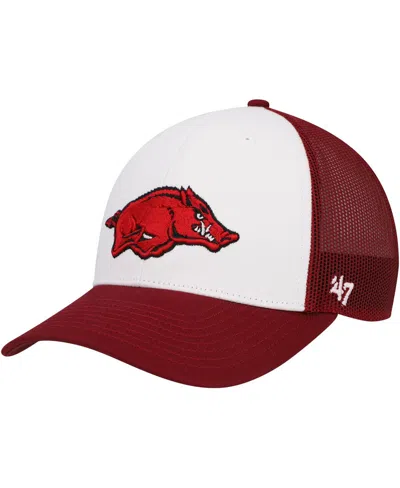 47 Brand Men's ' White, Cardinal Arkansas Razorbacks Freshman Trucker Adjustable Hat In White,cardinal