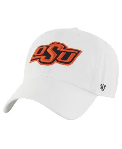 47 Brand Men's ' White Distressed Oklahoma State Cowboys Vintage-like Clean Up Adjustable Hat