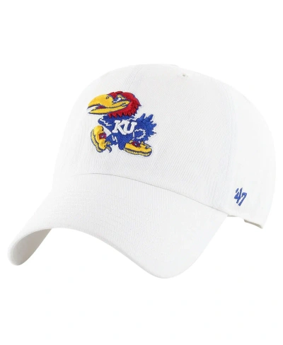 47 Brand Men's ' White Kansas Jayhawks Clean Up Adjustable Hat
