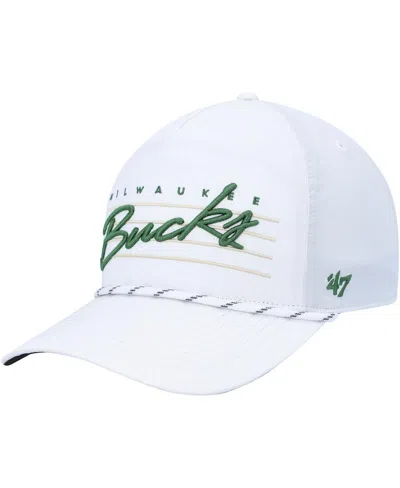 47 Brand Men's ' White Milwaukee Bucks Downburst Hitch Snapback Hat