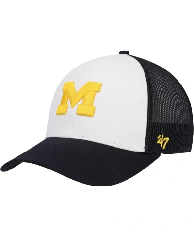 47 Brand Men's ' White, Navy Michigan Wolverines Freshman Trucker Adjustable Hat In White,navy