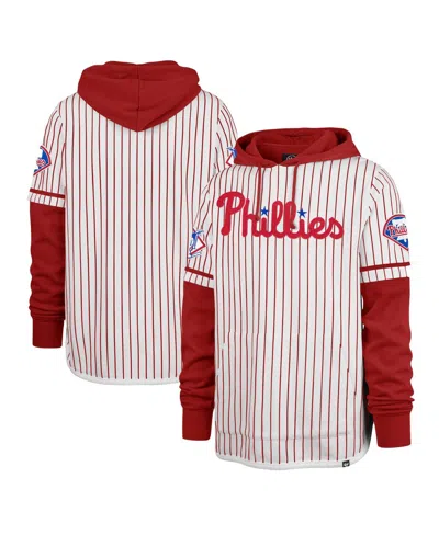 47 Brand Men's ' White Philadelphia Phillies Pinstripe Double Header Pullover Hoodie