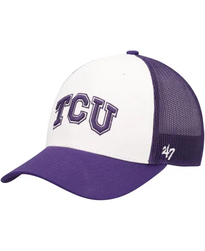 47 Brand Men's ' White, Purple Tcu Horned Frogs Freshman Trucker Adjustable Hat In White,purple