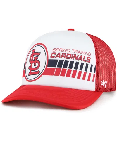 47 Brand Men's ' White, Red St. Louis Cardinals 2024 Spring Training Foam Trucker Adjustable Hat In White,red