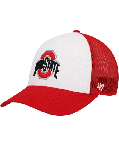 47 Brand Men's ' White, Scarlet Ohio State Buckeyes Freshman Trucker Adjustable Hat In White,scarlet