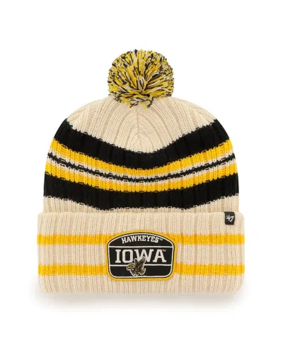 47 Brand Men's '47 Natural Iowa Hawkeyes Hone Patch Cuffed Knit Hat With Pom