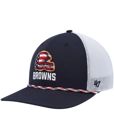 47 Brand Men's '47 Navy, White Cleveland Browns Flag Fill Trucker Adjustable Hat In Navy,white