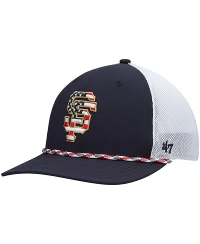 47 Brand Men's '47 Navy, White San Francisco Giants Flag Fill Trucker Snapback Hat In Navy,white