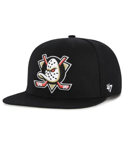 47 Brand Men's Anaheim Ducks No Shot Snapback Structured-fit Cap In Black