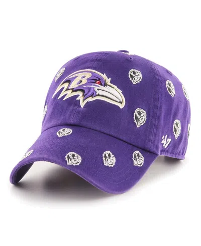 47 Brand Men's And Women's ' Purple Baltimore Ravens Confetti Clean Up Adjustable Hat