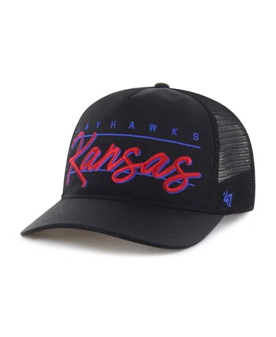 47 Brand Men's And Women's Black Kansas Jayhawks Brrrâ° Condor Mesh Hitch Adjustable Hat