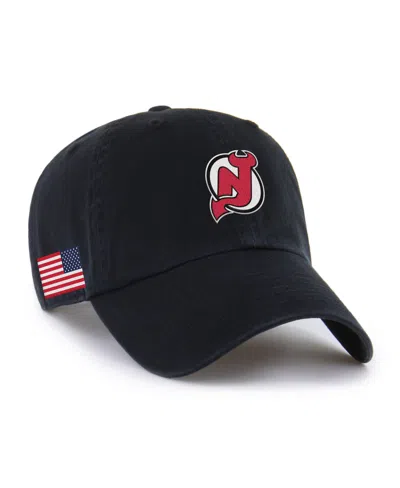 47 Brand Men's And Women's Black New Jersey Devils Heritage Flag Clean Up Adjustable Hat