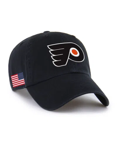 47 Brand Men's And Women's Black Philadelphia Flyers Heritage Flag Clean Up Adjustable Hat