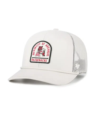 47 Brand Men's And Women's Cream Arkansas Razorbacks Core Inline Gravestone Adjustable Trucker Hat In White