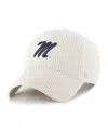 47 Brand Men's And Women's Cream Ole Miss Rebels Luminance Mellow Clean Up Adjustable Hat In White