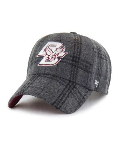 47 Brand Men's And Women's Gray Boston College Eagles Plaid Windowpane Clean Up Adjustable Hat
