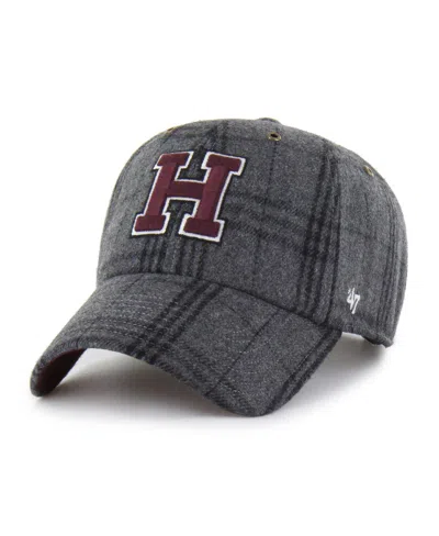47 Brand Men's And Women's Gray Harvard Crimson Plaid Windowpane Clean Up Adjustable Hat