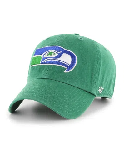 47 Brand Men's And Women's Green Seattle Seahawks Throwback Clean Up Adjustable Hat