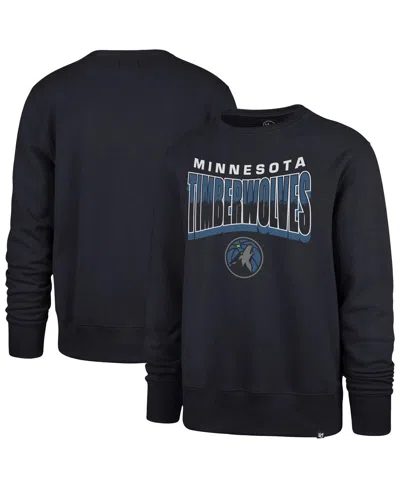 47 Brand Men's And Women's Navy Minnesota Timberwolves Brush By Headline Crewneck Sweatshirt In Blue