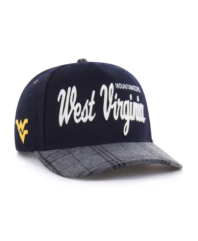 47 Brand Men's And Women's Navy West Virginia Mountaineers Windowpane Plaid Collection Hitch Adjustable Hat In Green