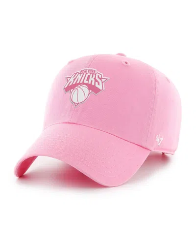 47 Brand Men's And Women's Pink New York Knicks Color Pack Clean Up Adjustable Hat