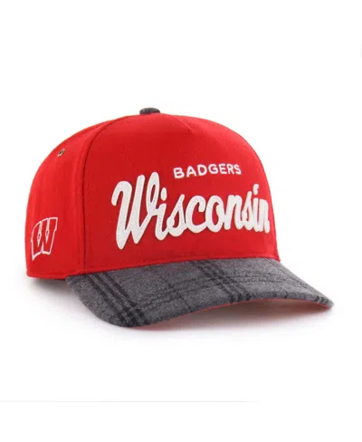 47 Brand Men's And Women's Red Wisconsin Badgers Windowpane Plaid Collection Hitch Adjustable Hat