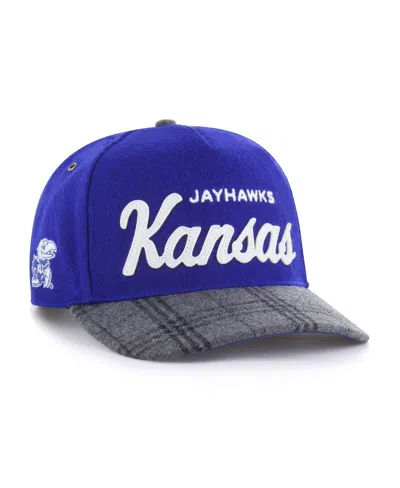 47 Brand Men's And Women's Royal Kansas Jayhawks Windowpane Plaid Collection Hitch Adjustable Hat In Gold