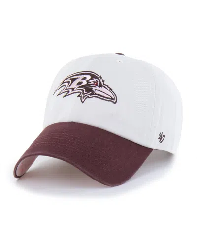 47 Brand Men's And Women's Stone/burgundy Baltimore Ravens Love Letter Clean Up Adjustable Hat In White