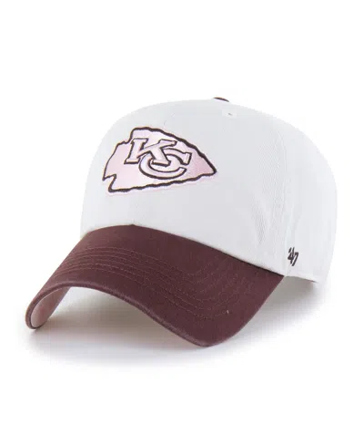 47 Brand Men's And Women's Stone/burgundy Kansas City Chiefs Love Letter Clean Up Adjustable Hat In White