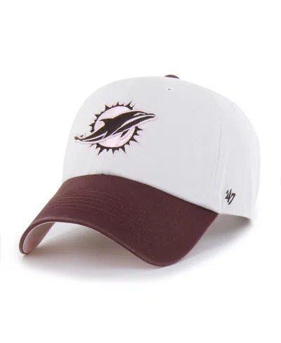 47 Brand Men's And Women's Stone/burgundy Miami Dolphins Love Letter Clean Up Adjustable Hat In White