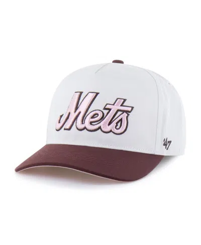 47 Brand Men's And Women's Stone/burgundy New York Mets Love Letter Adjustable Hitch Hat In White