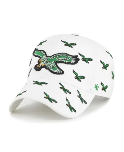 47 Brand Men's And Women's White Philadelphia Eagles Confetti Clean Up Adjustable Hat