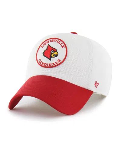 47 Brand Men's And Women's White/cardinal Louisville Cardinals Pique Patch Clean Up Adjustable Hat