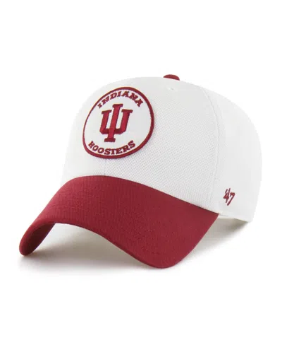 47 Brand Men's And Women's White/crimson Indiana Hoosiers Pique Patch Clean Up Adjustable Hat In White,crimson