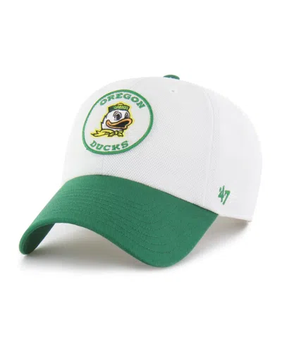 47 Brand Men's And Women's White/green Oregon Ducks Pique Patch Clean Up Adjustable Hat In White,green