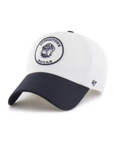 47 Brand Men's And Women's White/navy Georgetown Hoyas Pique Patch Clean Up Adjustable Hat In White,navy