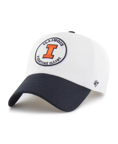 47 Brand Men's And Women's White/navy Illinois Fighting Illini Pique Patch Clean Up Adjustable Hat