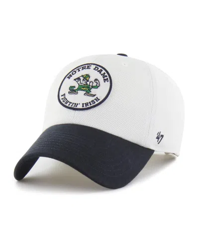 47 Brand Men's And Women's White/navy Notre Dame Fighting Irish Pique Patch Clean Up Adjustable Hat